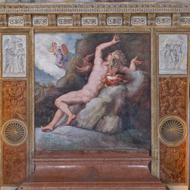 Sala di Troia, parete e volta est: "Morte di Patroclo"