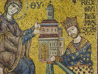 <span>Gigapixel ART</span> <br> “L’imperatore Gugliemo II d’Altavilla offre la cattedrale alla Vergine”, mosaico del Duomo di Monreale